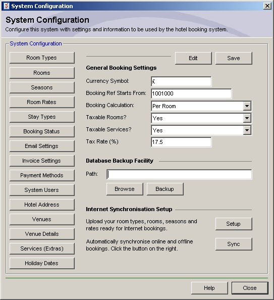 Hotel Software - System Configuration